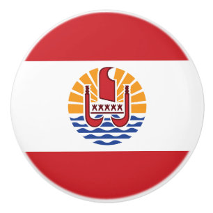 French Polynesia Flag Ceramic Knob