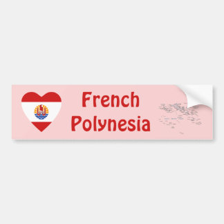 French Polynesia Flag Heart + Map Bumper Sticker
