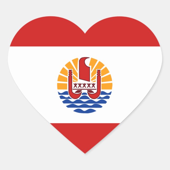 French Polynesia Flag Heart Sticker (Front)