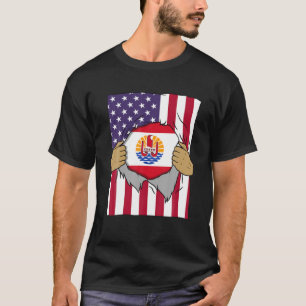 French Polynesia Flag Inside Me Polynesian America T-Shirt