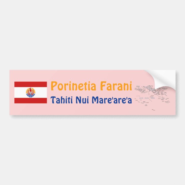 French Polynesia Flag + Map Bumper Sticker (Front)