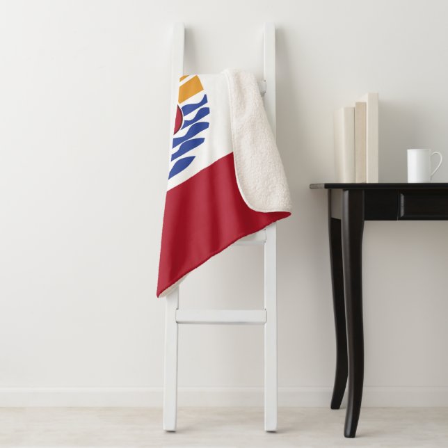 French Polynesia flag Sherpa Blanket (In Situ)