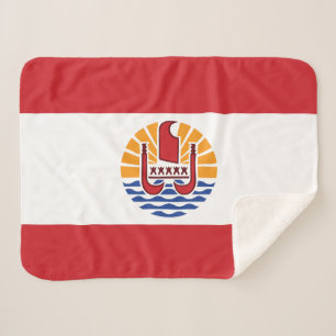 French Polynesia Flag Sherpa Blanket