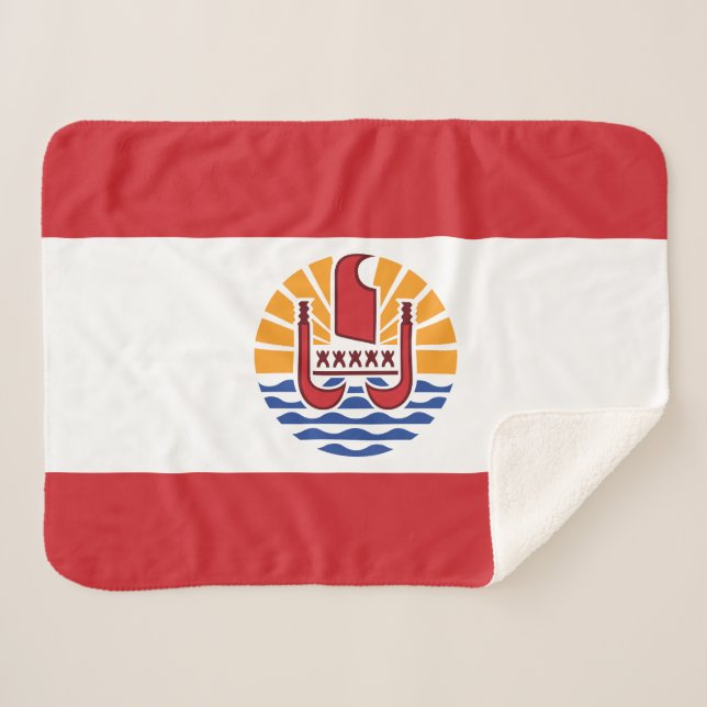 French Polynesia Flag Sherpa Blanket (Front (Horizontal))