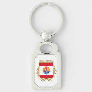 French Polynesia Flag Shield Keychain