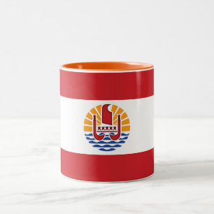 French Polynesia Flag Two-Tone Coffee Mug