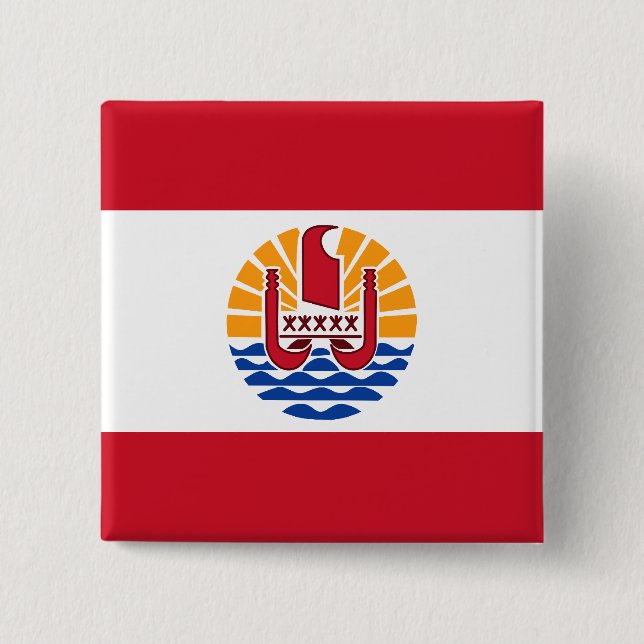 French Polynesia, France 2 Inch Square Button (Front)