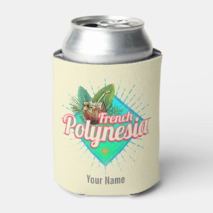 French Polynesia Island Pacific Vintage Souvenir Can Cooler