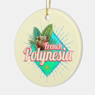 French Polynesia Island Pacific Vintage Souvenir Ceramic Ornament