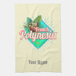 French Polynesia Island Pacific Vintage Souvenir Kitchen Towel