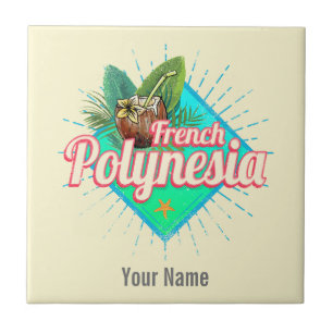 French Polynesia Island Pacific Vintage Souvenir Tile
