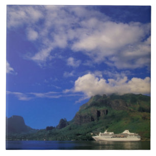 French Polynesia, Moorea. Cooks Bay. Cruise ship 3 Tile