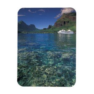 French Polynesia, Moorea. Cooks Bay. Cruise ship Magnet
