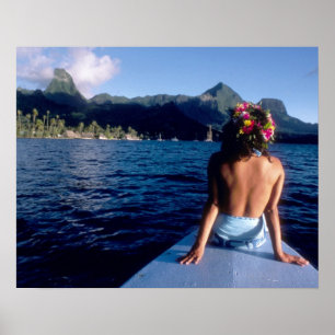 French Polynesia, Moorea. Woman enjoying view on Poster