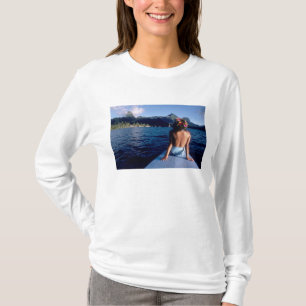 French Polynesia, Moorea. Woman enjoying view on T-Shirt