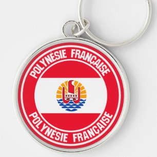 French Polynesia Round Emblem Keychain