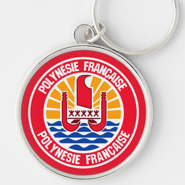 French Polynesia Round Emblem Keychain (Front)