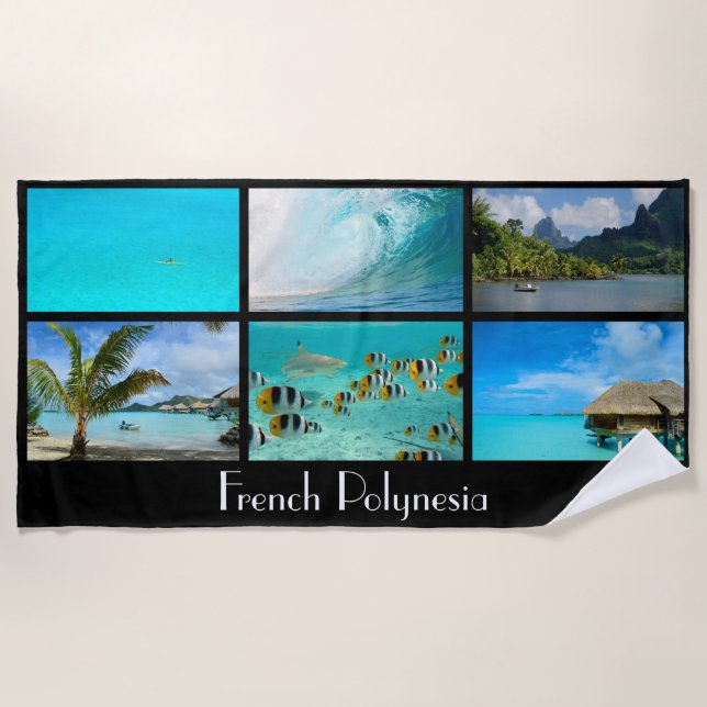 French Polynesia tropical beach postcard Towel (Front)
