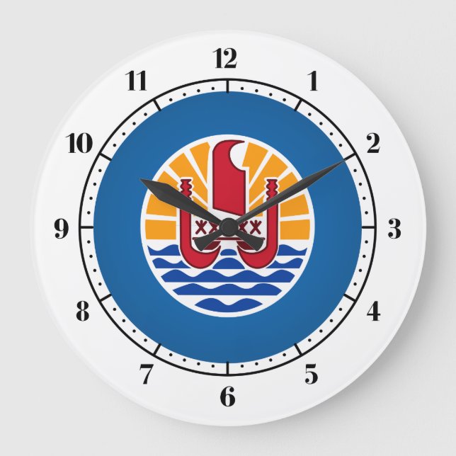 French Polynesian coat of arms Large Clock (Front)