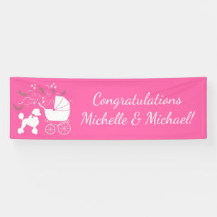 French Poodle Dog Baby Shower Puppy Pink Girl Banner