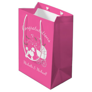French Poodle Dog Baby Shower Puppy Pink Girl Medium Gift Bag