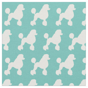 French Poodle Dog Silhouette Pet Teal Fabric