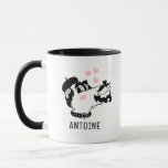 French Poodle Dog Wearing Beret Personalized Name Mug<br><div class="desc">French Poodle Dog Wearing Beret Personalized Name Mug features a cute French Poodle cartoon with pink love hearts and your personalized name below. Perfect for gifts for family,  sweetheart,  husband,  boyfriend and more. Created by Evco Studio www.zazzle.com/store/evcostudio</div>