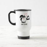 French Poodle Dog Wearing Beret Personalized Name Travel Mug<br><div class="desc">French Poodle Dog Wearing Beret Personalized Name Travel Mug features a cute French Poodle cartoon with pink love hearts and your personalized name below. Perfect for gifts for family,  sweetheart,  husband,  boyfriend and more. Created by Evco Studio www.zazzle.com/store/evcostudio</div>