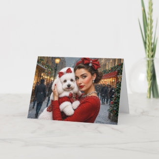 French Poodle  Holiday Card