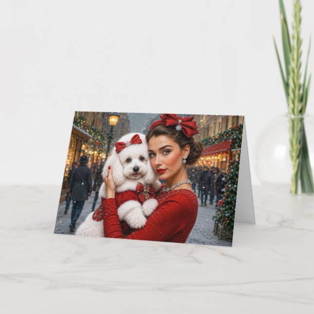 French Poodle  Holiday Card (Front)