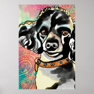 French Poodle Paisley Print
