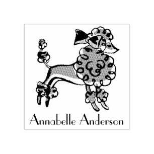 French Poodle Personalize Rubber Stamp
