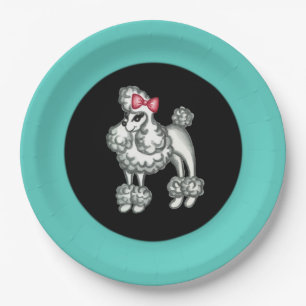 French Poodle Sock Hop Party Plates
