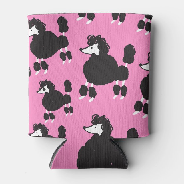French poodle: vintage illustration pattern. can cooler (Front)
