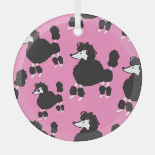 French poodle: vintage illustration pattern. glass ornament
