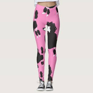 French poodle: vintage illustration pattern. leggings