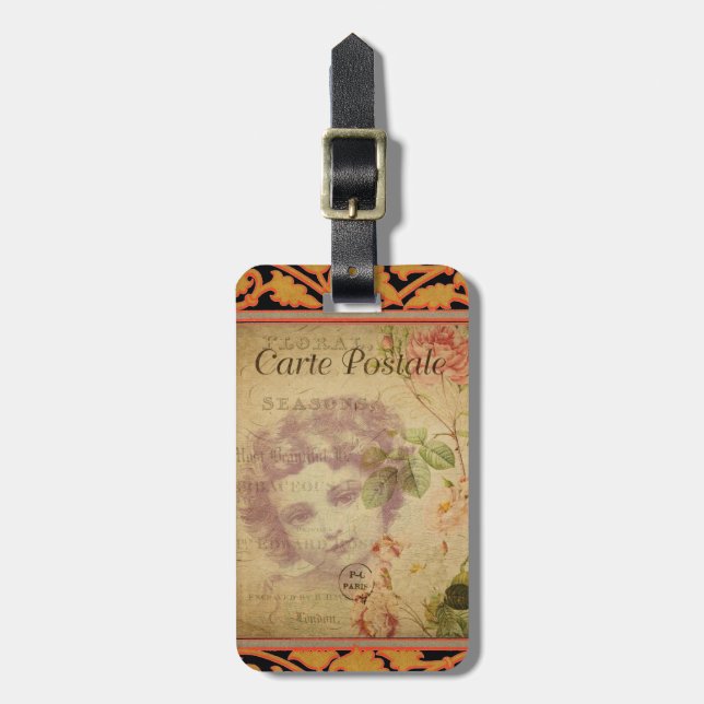French Postcard Bag Tag (Front Vertical)