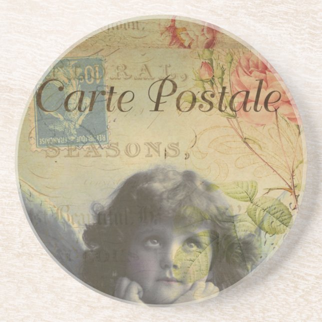 French Postcard Beverage Coaster (Front)