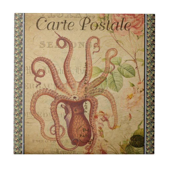 French Postcard Ceramic Tile (Front)