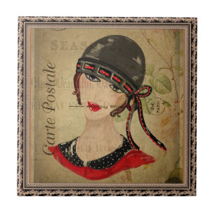 French Postcard Ceramic Tile