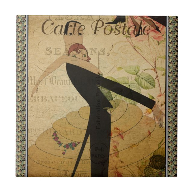French Postcard Ceramic Tile (Front)