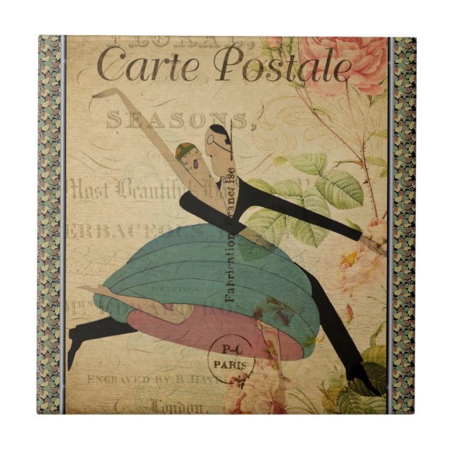 French Postcard Ceramic Tile (Front)
