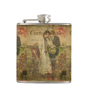 French Postcard Flask