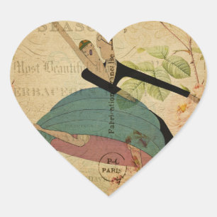 French Postcard Heart Sticker