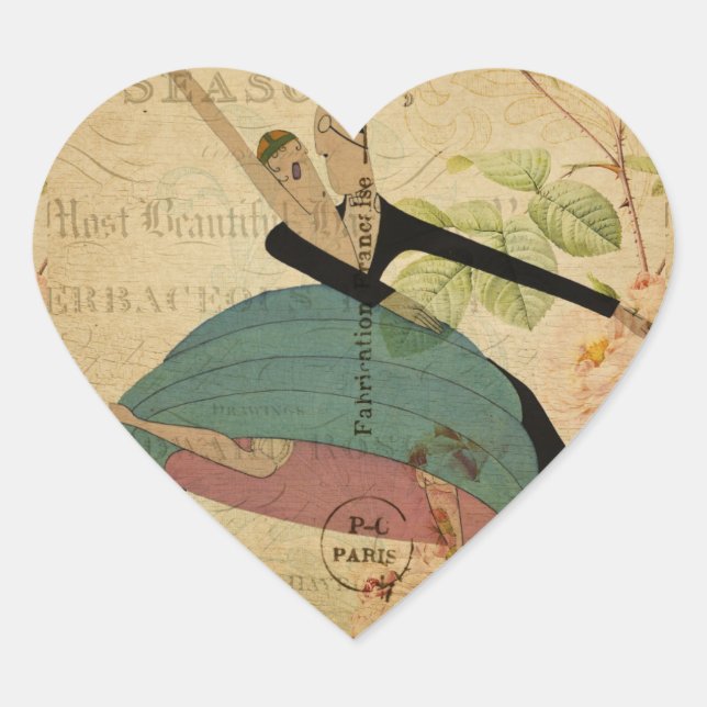 French Postcard Heart Sticker (Front)