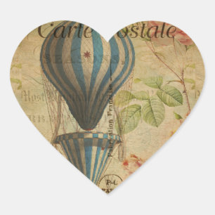 French Postcard Heart Sticker