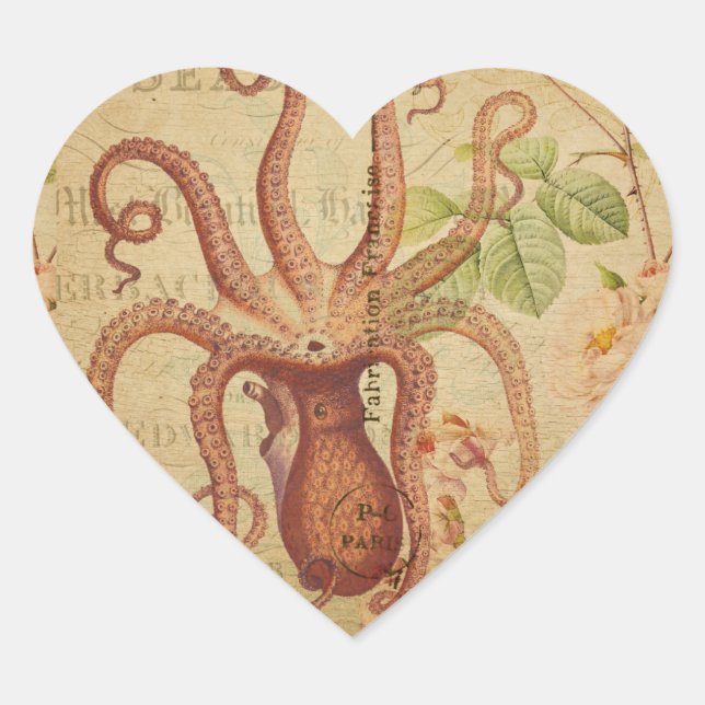 French Postcard Heart Sticker (Front)