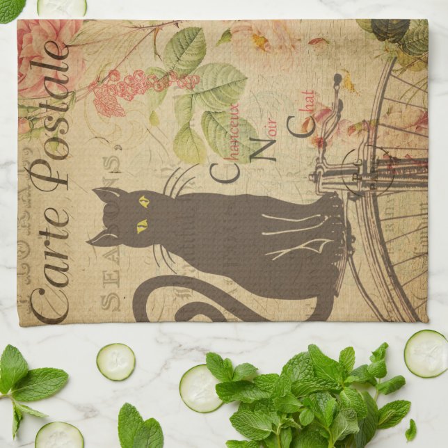 French Postcard Kitchen Towel (Folded)