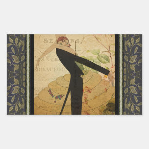 French Postcard Rectangular Sticker