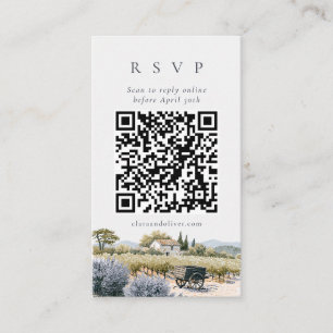French Provence Vineyard Wedding QR Code RSVP Card